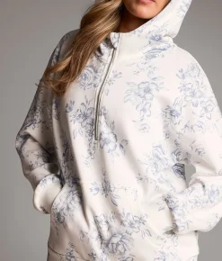 Tops | BKE Floral Hoodie Blue White