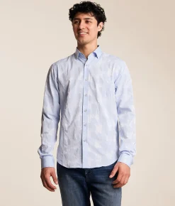 Tops | Eight X Floral Jacquard Shirt Light Blue