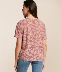 Daytrip Floral Jacquard Top Mauve Clearance