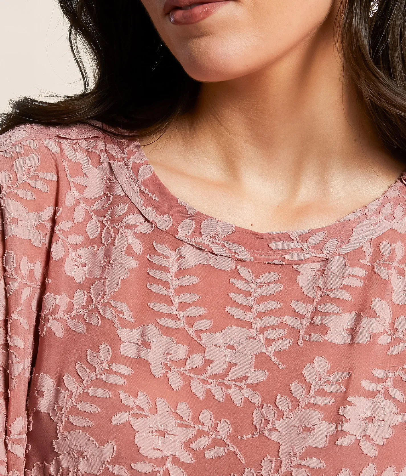 Daytrip Floral Jacquard Top Mauve Clearance