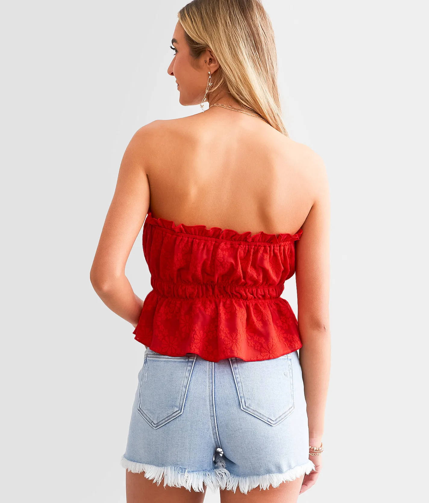 Willow & Root Floral Jacquard Tube Top Thyme Outlet