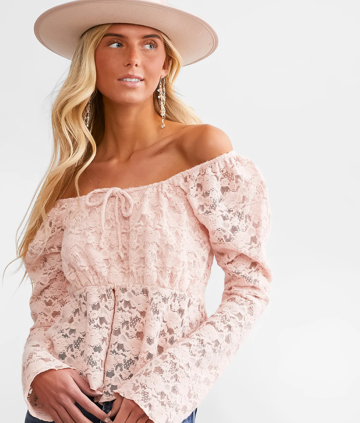 Tops | Willow & Root Floral Lace Cropped Top Pink