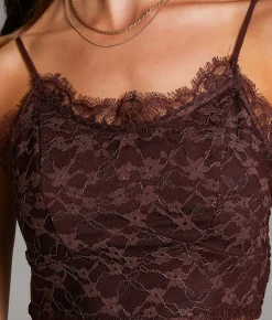 Tops | BKE core Floral Lace Eyelash Brami Brownstone