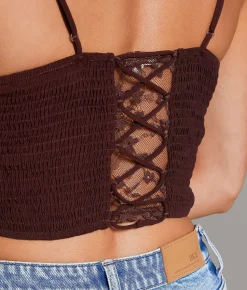 Tops | BKE core Floral Lace Eyelash Brami Brownstone