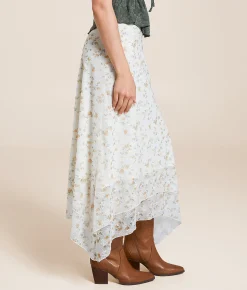 BaeVely Floral Lace Midi Skirt Cream Multi New