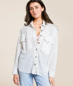 Tops|Coats & Jackets | POL Floral Lace Shacket Ivory Multi