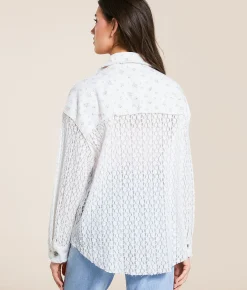Tops|Coats & Jackets | POL Floral Lace Shacket Ivory Multi