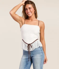 Willow & Root Floral Lace Tank Top White Hot