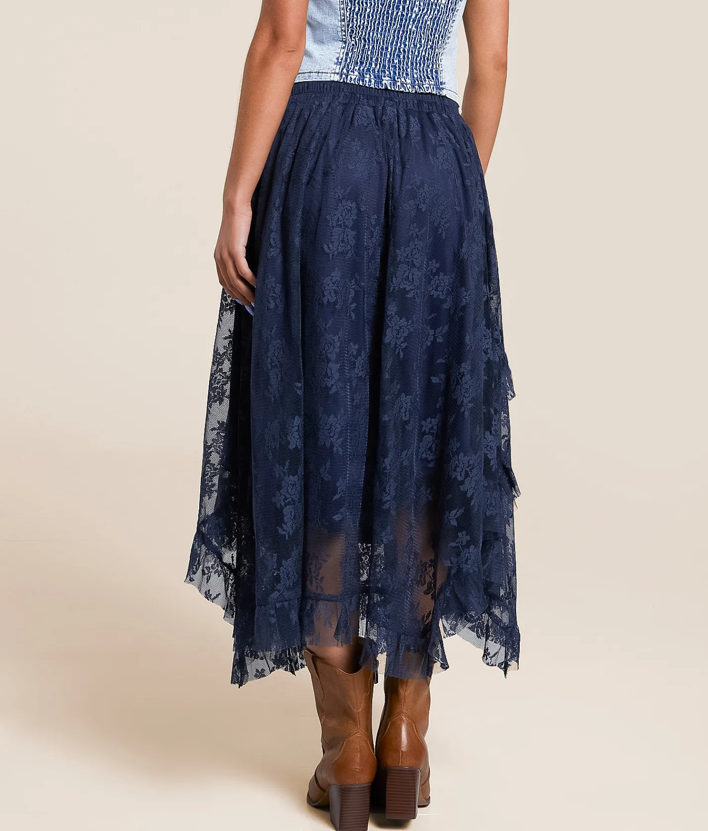 BaeVely Floral Lace Tiered Maxi Skirt Midnight Online