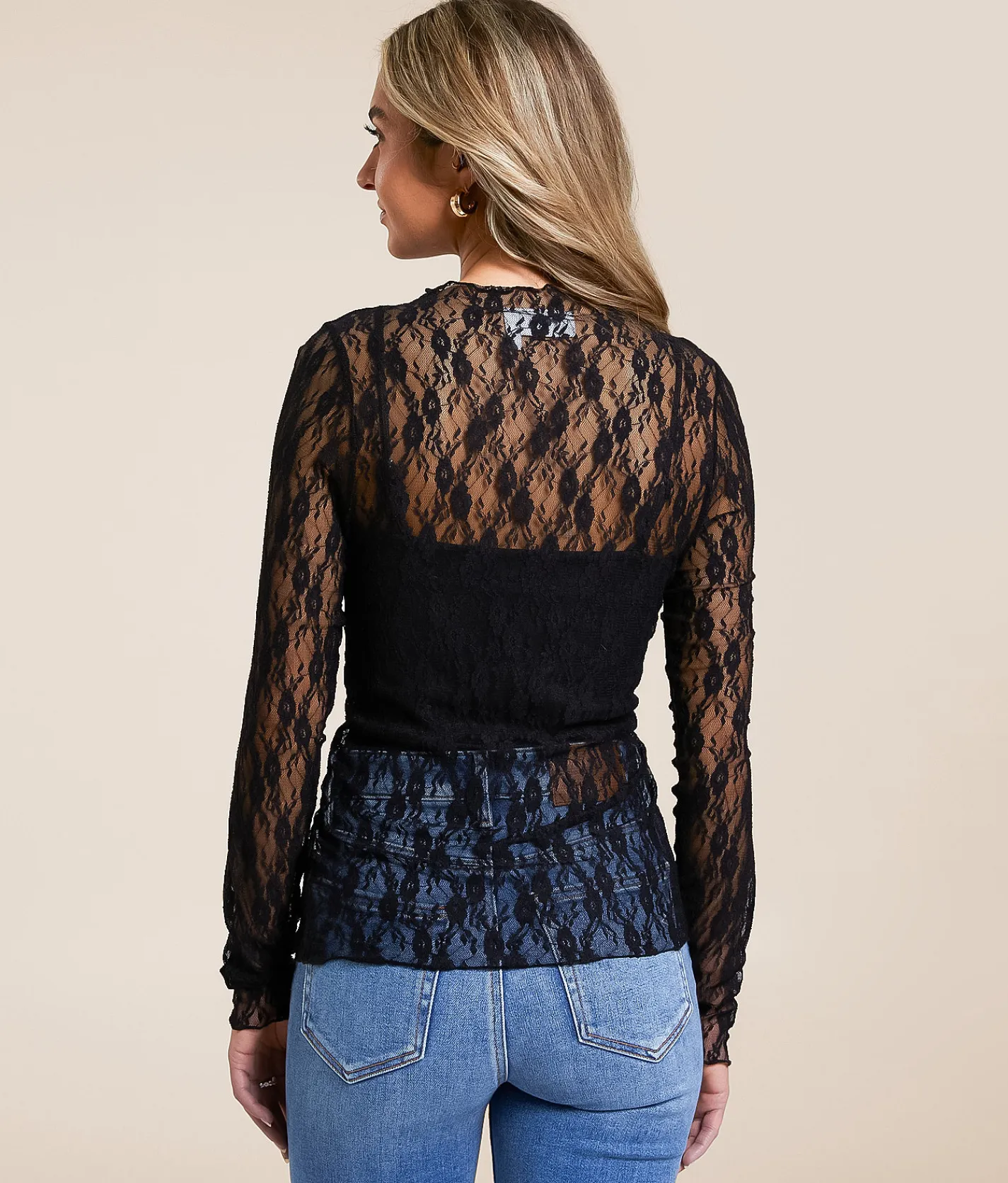 Willow & Root Floral Lace Top Black New