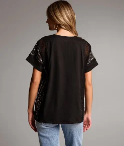 BKE Floral Lace Top Black Multi Best