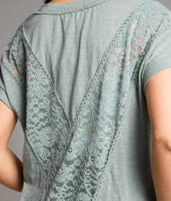 Tops | BKE Floral Lace Top Chinois Green