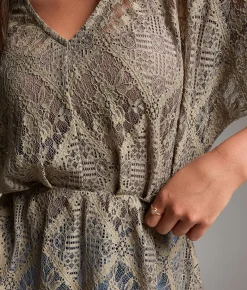 BKE Floral Lace Top Green Best