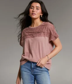 BKE Floral Lace Top Burlwood Outlet
