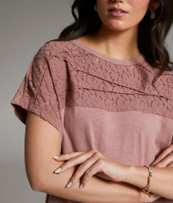 BKE Floral Lace Top Burlwood Outlet