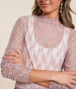 Tops | Willow & Root Floral Lace Top Mauve