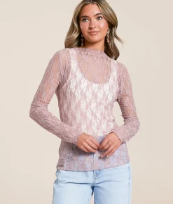 Tops | Willow & Root Floral Lace Top Mauve