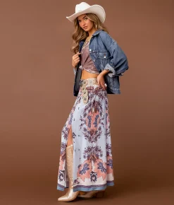 Sterling & Stitch Floral Maxi Skirt Multi Hot