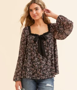 Tops | Daytrip Floral Mesh Top Black Multi