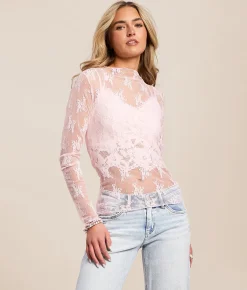Tops | Willow & Root Floral Mesh Top Ballet Pink