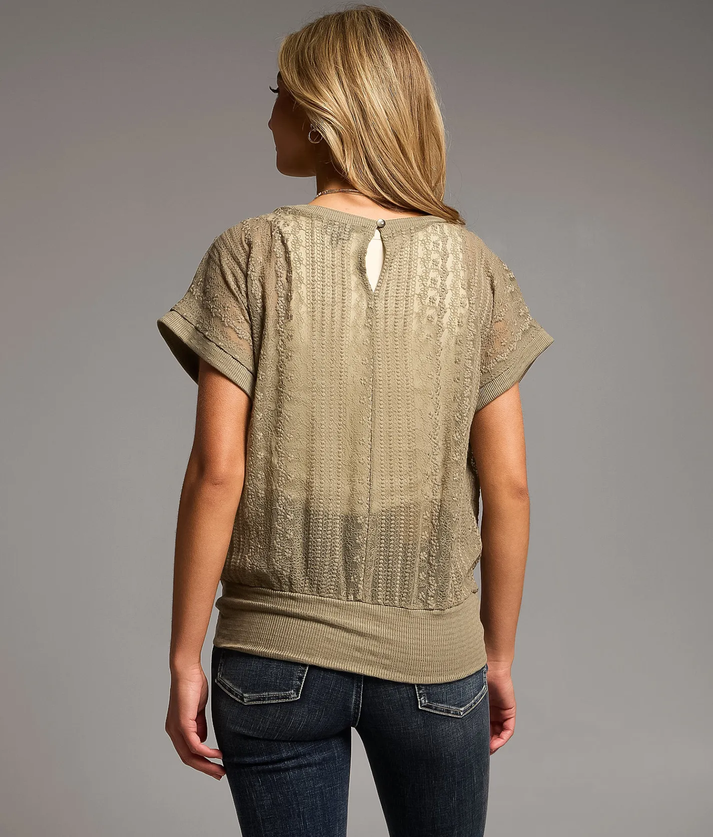 Tops | BKE Floral Mesh Top Vetiver