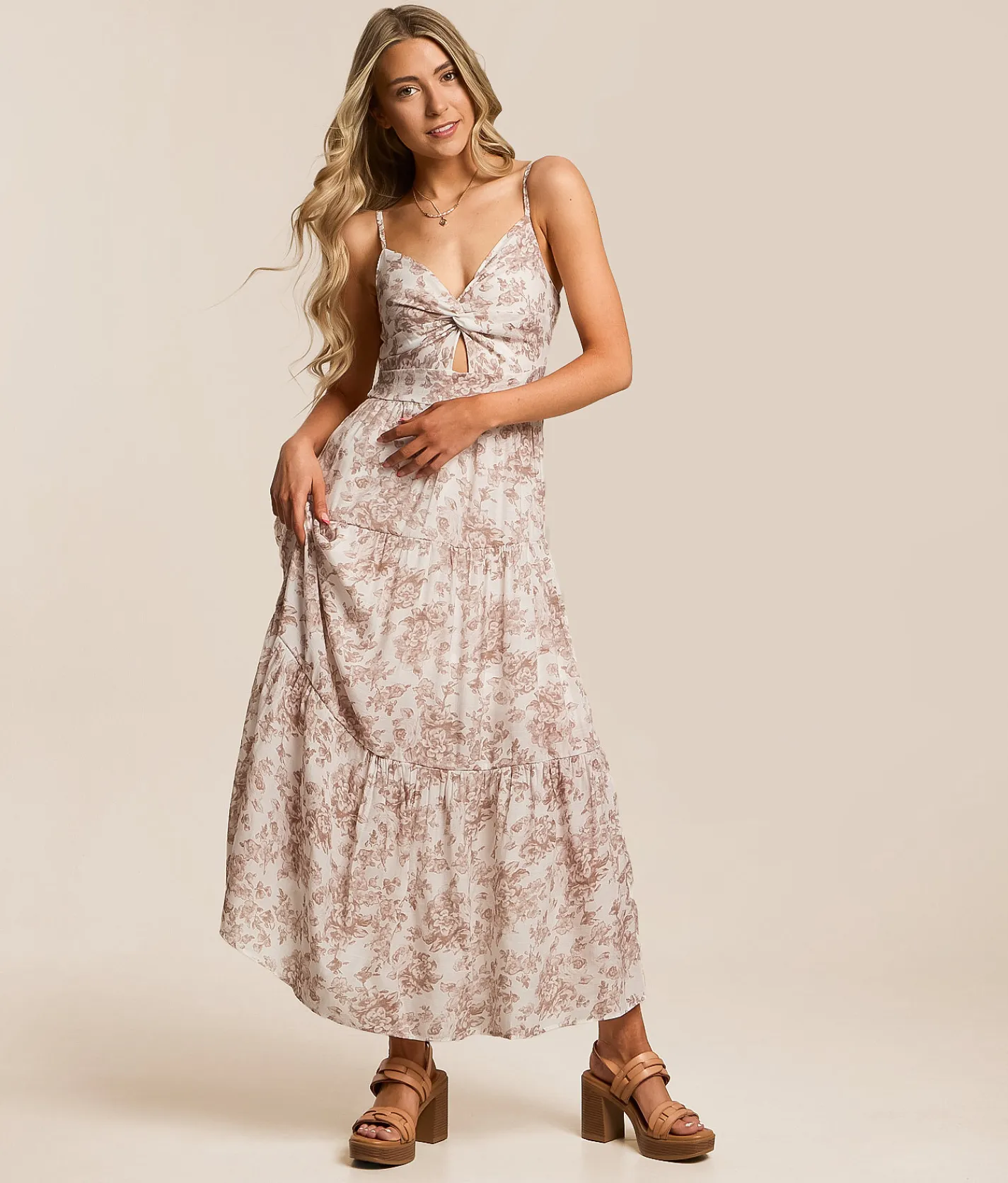 As U Wish Floral Midi Dress Mauve White Sale