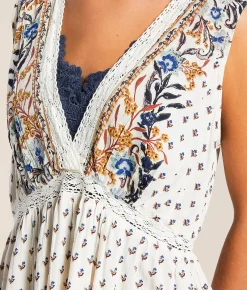 Daytrip Floral Peplum Tank Top Ivory Sale