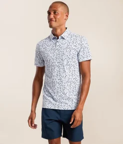 Tops | J.B. Holt Floral Performance Polo Ice Blue