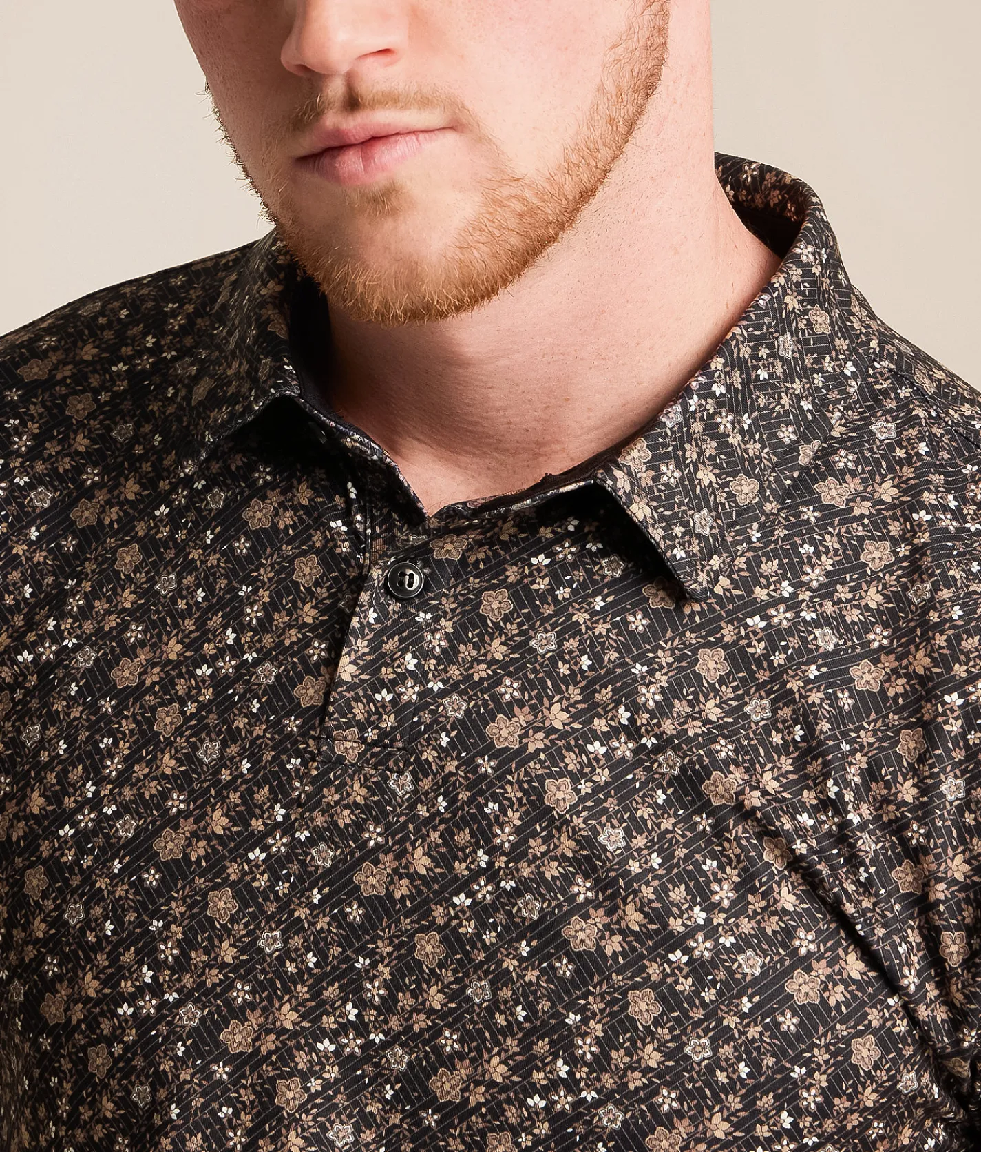 Tops | J.B. Holt Floral Performance Polo Black Brown