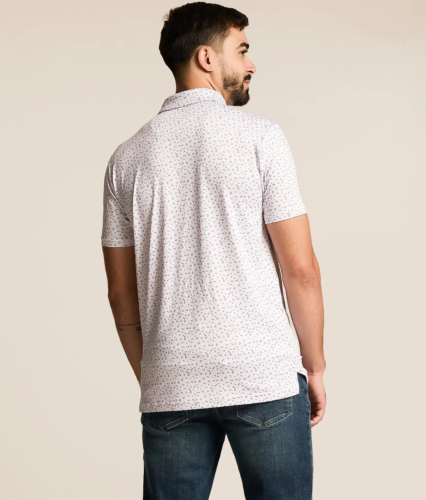 Tops | J.B. Holt Floral Performance Polo Mauve