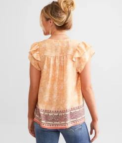 Tops | Daytrip Floral Print Flutter Sleeve Top Multi