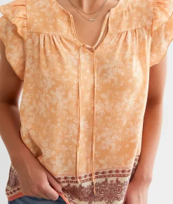 Tops | Daytrip Floral Print Flutter Sleeve Top Multi