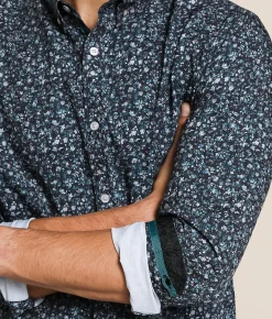 J.B. Holt Floral Ripstop Standard Stretch Shirt Black Teal Best
