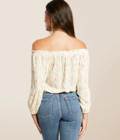 Tops | Willow & Root Floral Ruffle Off The Shoulder Top Ivory