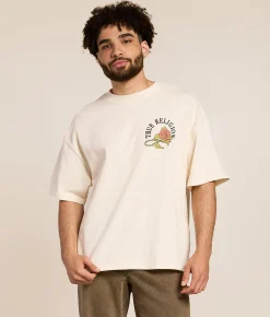 True Religion Floral Snake Oversized T-Shirt Winter White New