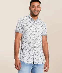 Tops | J.B. Holt Floral Standard Performance Stretch Shirt White Grey