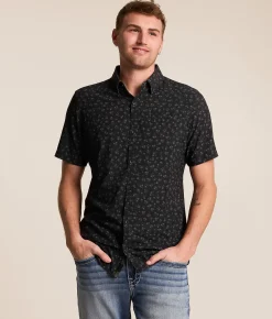 Tops | J.B. Holt Floral Standard Performance Stretch Shirt Black Grey