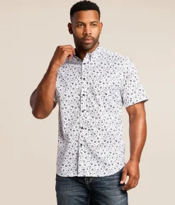 Tops | J.B. Holt Floral Standard Stretch Shirt White Navy