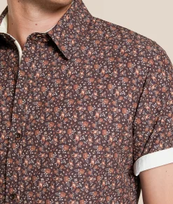 J.B. Holt Floral Standard Stretch Shirt Black Rust Discount