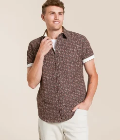 J.B. Holt Floral Standard Stretch Shirt Black Rust Discount
