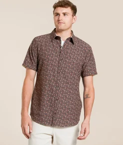 J.B. Holt Floral Standard Stretch Shirt Black Rust Discount