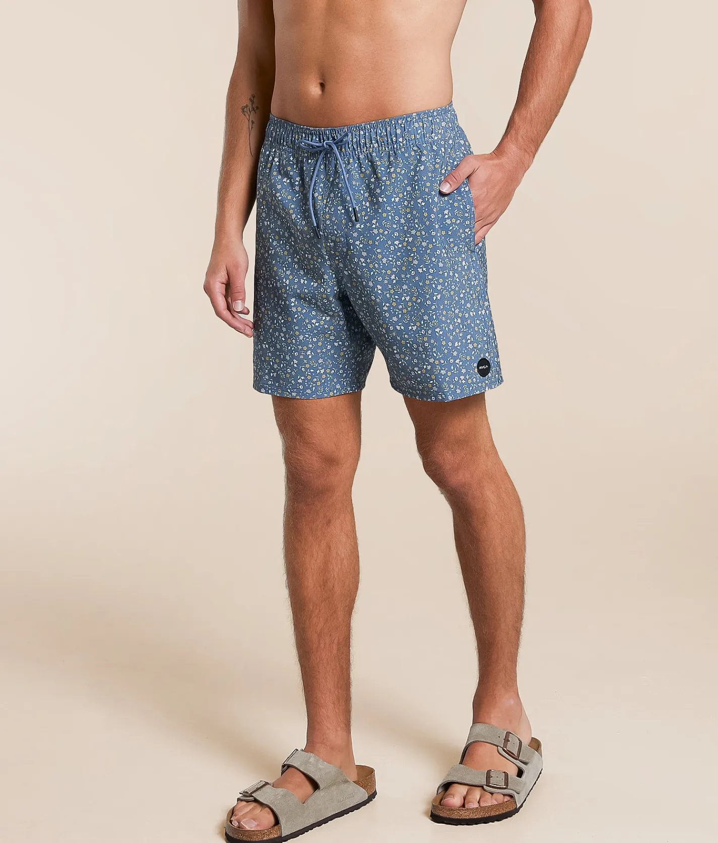 Bottoms|Swimwear | RVCA Floral Stretch Swim Trunks Vintage Navy