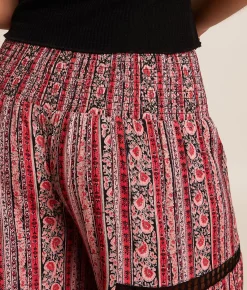 Angie Floral Striped Beach Pant Black Red
