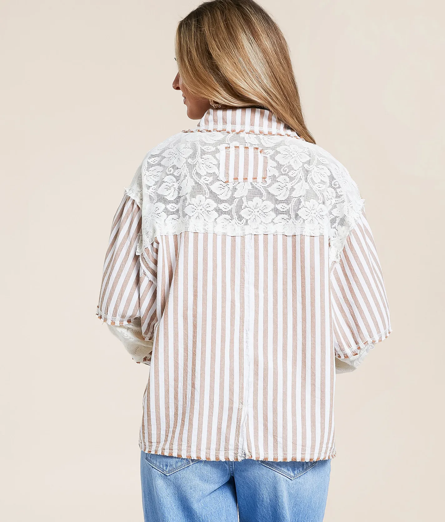 Tops | POL Floral Striped Shirt Striped Choco Multi