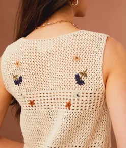 Sterling & Stitch Floral Sweater Tank Top Cream Online
