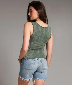 Tops | BKE core Floral Textured Tank Top Bistro Green