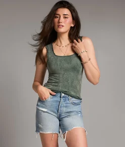 Tops | BKE core Floral Textured Tank Top Bistro Green