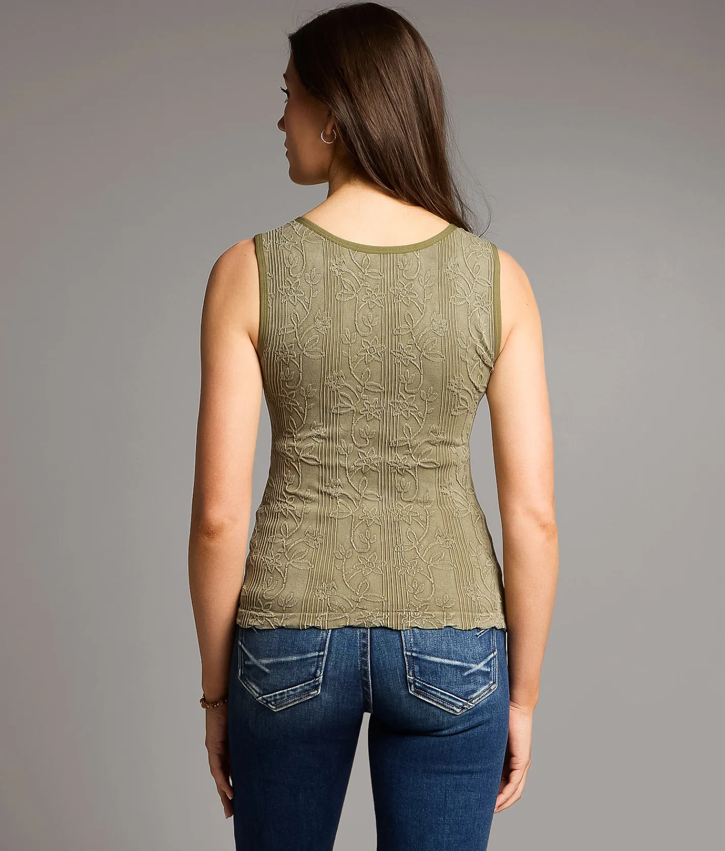 Tops | BKE core Floral Textured Tank Top Aloe