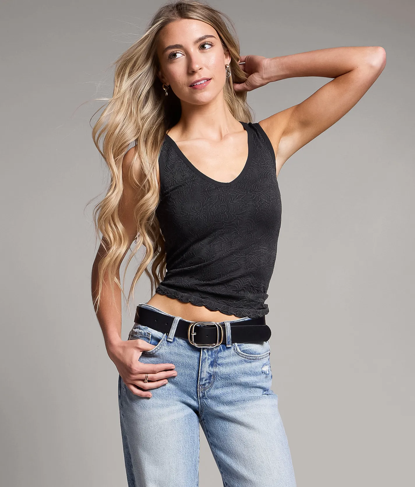 BKE core Floral Textured Tank Top White Online