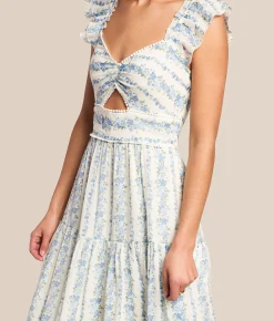 Dresses | Trixxi Floral Tiered Maxi Dress Ivory Blue Floral